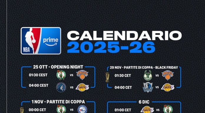 Prime Video presenta il primo calendario NBA 2025-26 su Prime